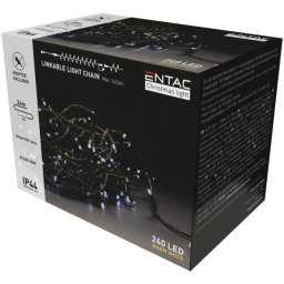 Karácsonyi IP44 240 LED sorolható füzér, meleg fehér, 24 m, adapter nélkül