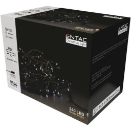 Karácsonyi IP44 240 LED füzér, meleg fehér, 24 méter, 8 program