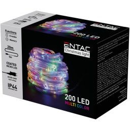 Karácsonyi IP44 200 LED PVC bevonatú többszínű (RGB) füzér, 20 m, 8 program