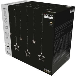 Karácsonyi fényfüggöny IP44 138 LED 12 db csillag 8 progam, 2 x 1 m + távirányító
