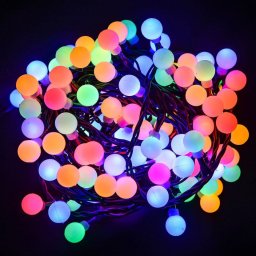 Gyöngy fényfüzér, zöld kábel, multi színek, 180 LED, 14,4 méter