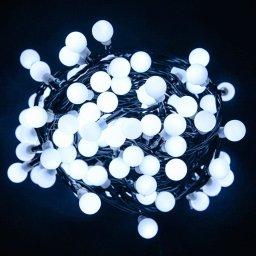 Gyöngy fényfüzér, zöld kábel, hideg fehér, 240 LED, 19,2 méter