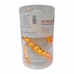 Dekor fényfüzér, tök formákkal, 40 LED, elemes, meleg fehér