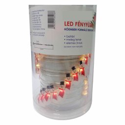 Dekor fényfüzér, mini hóemberekkel, meleg fehér, 40 LED, elemes