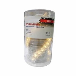 Dekor fényfüzér, hópehely formákkal, 40 LED, elemes, meleg fehér