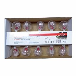 Dekor fényfüzér gömbök, zöld hóember figurával - 10 LED, 2 m