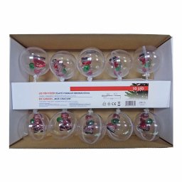 Dekor fényfüzér gömbök, hátizsákos mikulás figurával - 10 LED, 2 m