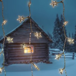 Csillag fényfüggöny, átlátszó kábel, hideg fehér, 0,9x2 méter, 192 LED