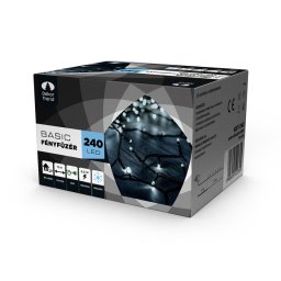 Basic 240 LED fényfüzér, hideg fehér, 12 méter