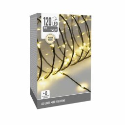 9 méteres, 8 programos, 120 LED-es fénylánc - meleg fehér