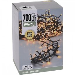 700 LED-es extra meleg fehér, sűrű fényfüzér, 8 programmal - 14 méter