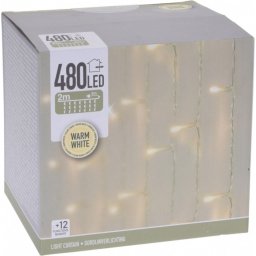 480 LED-es fényfüggöny, 2 x 3 méter, 12 program - meleg fehér