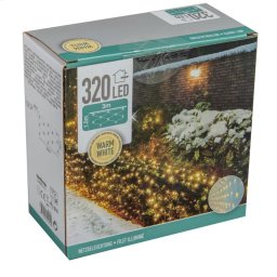 320 LED-es, 3 x 1,5 méteres fényháló, kültérre és beltérre, hálózati - meleg fehér