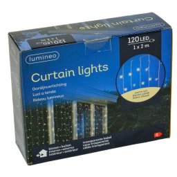 120 LED-es, átlátszó kábeles fényfüggöny, 1 x 2 m - meleg fehér