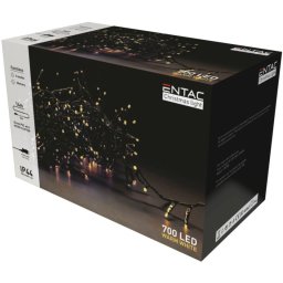 Karácsonyi IP44 700 LED fürtös fénysor, meleg fehér, 14 m