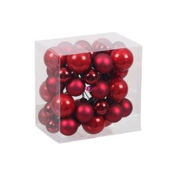 Betűzős karácsonyi üveg gömbszett, 2 / 2,5 / 3 cm - málna