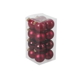 Karácsonyi üveg gömbdísz, 3,5 cm, 16 db - málna