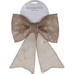 Karácsonyi masni dísz - glitteres arany, 13 cm (2. változat)