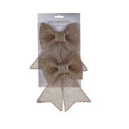 Karácsonyi masni dísz - glitteres arany, 13 cm
