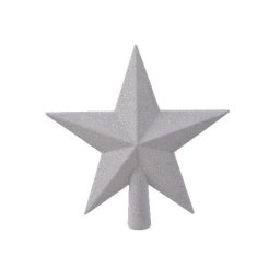 Karácsonyfa csúcsdísz, csillag alakú, 19 cm - fehér
