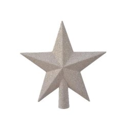Karácsonyfa csúcsdísz, csillag alakú, 19 cm - szürke