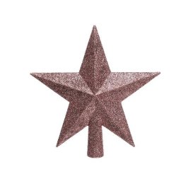 Karácsonyfa csúcsdísz, csillag alakú, 19 cm - sötét rózsaszín