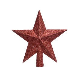 Karácsonyfa csúcsdísz, csillag alakú, 19 cm - piros
