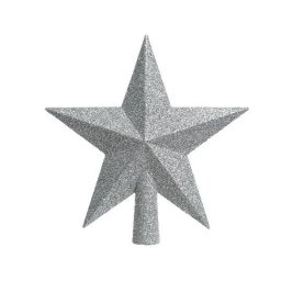 Karácsonyfa csúcsdísz, csillag alakú, 19 cm - ezüst