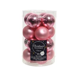 Karácsonyi üveggömb, 3,5 cm, 16 db - rózsaszín / pink
