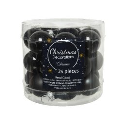 Karácsonyi üveggömb, 2,5 cm, 24 db - fekete