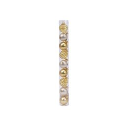 Karácsonyi üveggömb, 3 cm, 9 db - gyöngy / arany