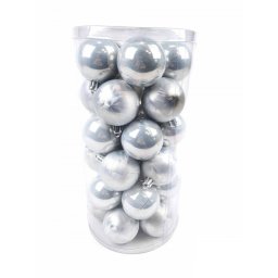Karácsonyi gömb csőben 5 cm - ezüst - 30 db / csomag