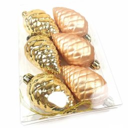 Karácsonyfa dísz toboz, 7 cm - arany - 6 db / csomag
