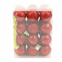 Csillámos gömb 3 cm - Piros - 24 db / csomag