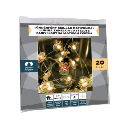 Tündérfény hóemberrel, meleg fehér, ezüst színű rézkábel, 20 LED, 2 méter