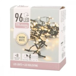 LED fényfüzér, meleg fehér, 7 méter, beltéri, 96 LED