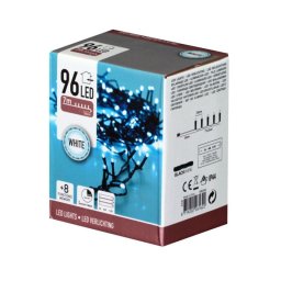 LED fényfüzér, hideg fehér, 7 méter, beltéri, 96 LED