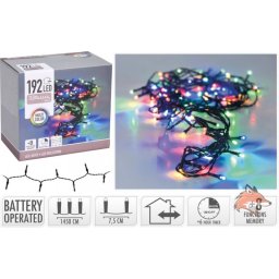 LED fényfüzér, 14,5 méter, színes, beltéri / kültéri, 192 LED