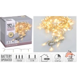 LED fényfüzér, 14,5 méter, meleg fehér, beltéri / kültéri, 192 LED