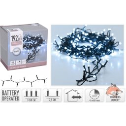 LED fényfüzér, 14,5 méter, hideg fehér, beltéri / kültéri, 192 LED
