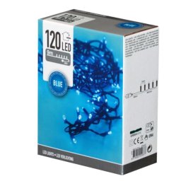 Kék fényű, 120 LED-es fényfüzér, 9+3 méter, kültérre, beltérre