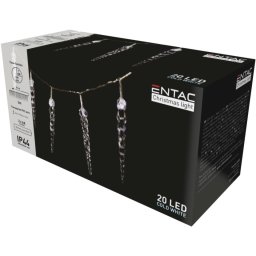 Karácsonyi IP44 20 LED műanyag 3 méteres jégcsapfüzér, hideg fehér, elemes