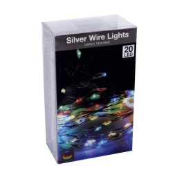 Elemes drót LED fényfüzér - 95 cm, 20 LED - színes fehér