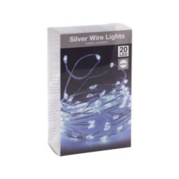 Elemes drót LED fényfüzér - 95 cm, 20 LED - hideg fehér