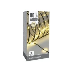80 LED-es, 6 méteres fénylánc, 8 programmal - meleg fehér