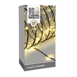 80 LED-es, 6 méteres fénylánc hálózati adapterrel - meleg fehér