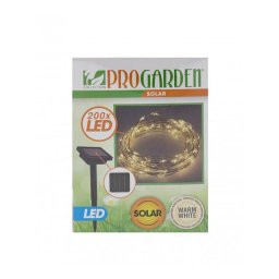 200 LED-es napelemes fényfüzér, 10 méter - meleg fehér