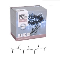 192 LED-es fényfüzér, 8 funkciós, kül- és beltéri, elemes - hideg fehér