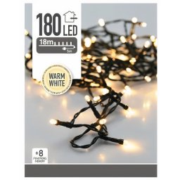 180 LED-es, 18 méteres meleg fehér fényfüzér, kültérre, beltérre