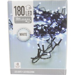 180 LED-es, 18 méteres hideg fehér fényfüzér, kültérre, beltérre